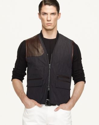 トップス RALPH LAUREN black label / leather vest Ralph Lauren Ralph Lauren Black Label Quilted Microfiber