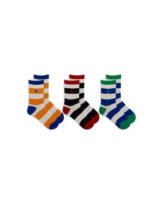 Ralph Lauren Boys' Rugby Stripe Socks, 3 Pairs - Little Kid, Big Kid ...
