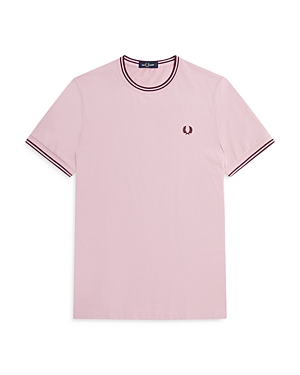 Fred Perry Twin Tipped Short Sleeve Tee In Chalky Pink