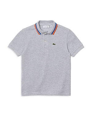 Lacoste Boys' Pique Tipped Polo - Little Kid In Grey