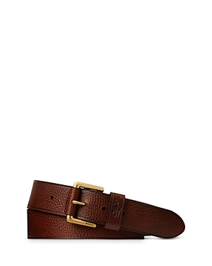 Shop Polo Ralph Lauren Signature Pony Leather Belt In Brown