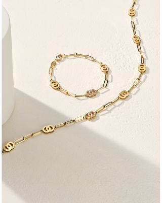 18K Yellow Gold Double O Paperclip Link Bracelet with Diamonds - 150th Anniversary Exclusive