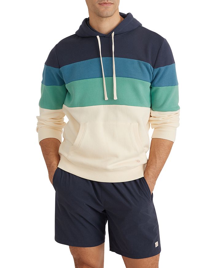 Red Stripe Pullover Hoodie Ribbed Solid Pants 2pcs Set Outfit