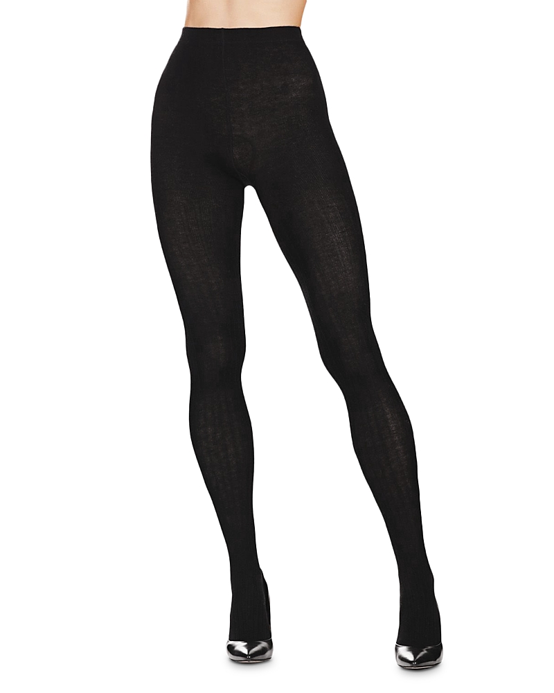 Natori Rib Knit Sweater Tights In Black