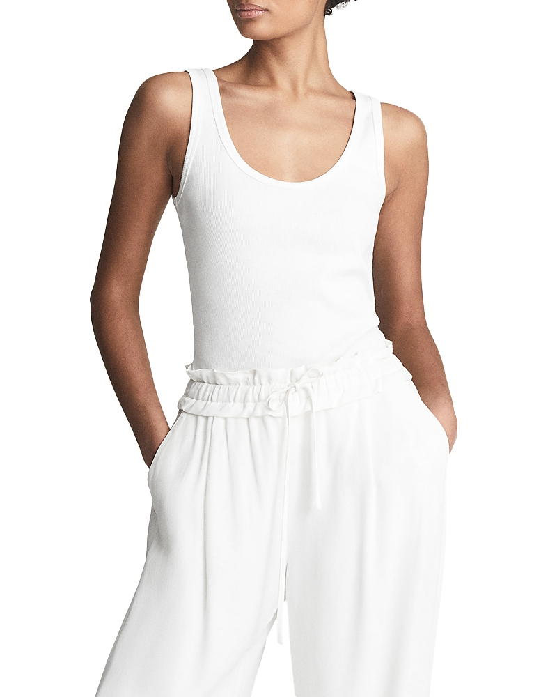 Shop Reiss Violet Ribbed Scoop Neck Tank Top In White