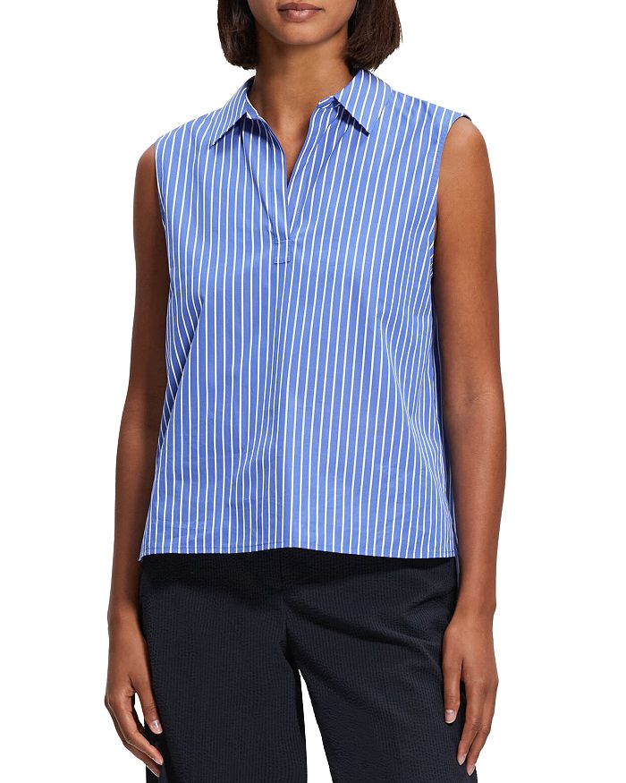 Theory Striped Sleeveless Polo Shirt | Bloomingdale's