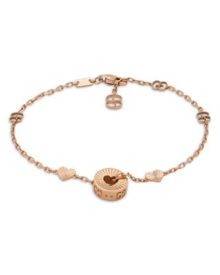Gucci - 18K Rose Gold Icon Heart & Double G Link Bracelet