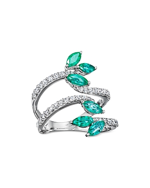 Hueb 18K White Gold Botanica Emerald & Diamond Wrap Ring
