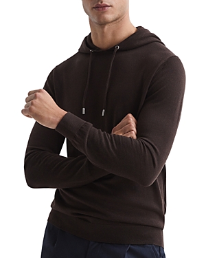 Reiss Mens Bitter Chocolat Holland Slim-fit Wool Hoody In Bitter Chocolate