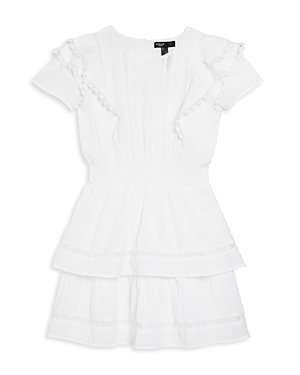 Aqua Girls' Tiered Swiss Dot Cotton Dress, Little Kid, Big Kid - 100% Exclusive In White