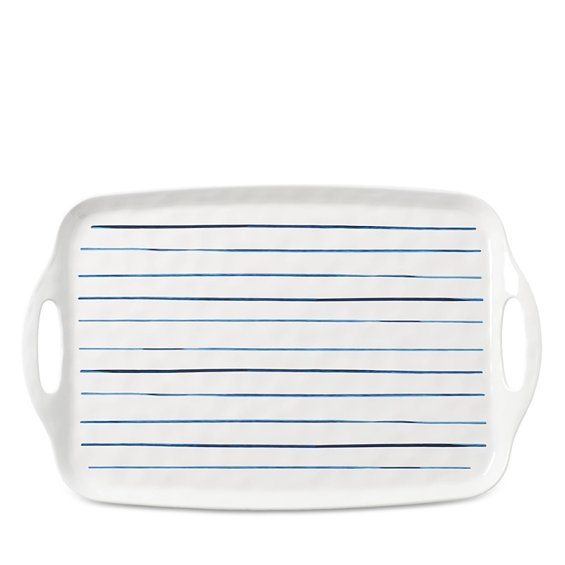 Lenox Lennox Blue Bay Melamine Handled Platter In White/blue