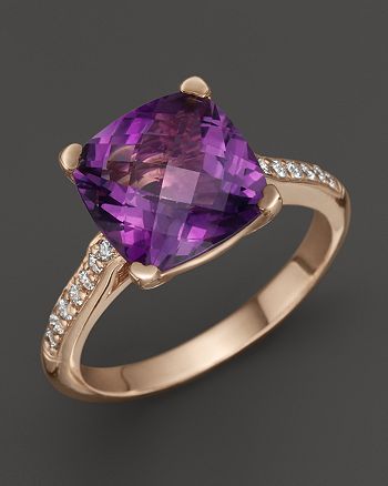 Lisa Nik 18K Rose Gold Amethyst and Diamond Ring | Bloomingdale's