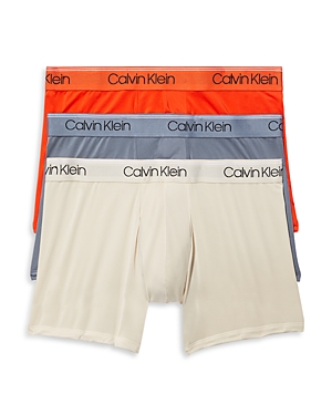Calvin Klein Microfiber Stretch Wicking Boxer Briefs, Pack Of 3 In Asphalt Grey/mudstone/acid Orange