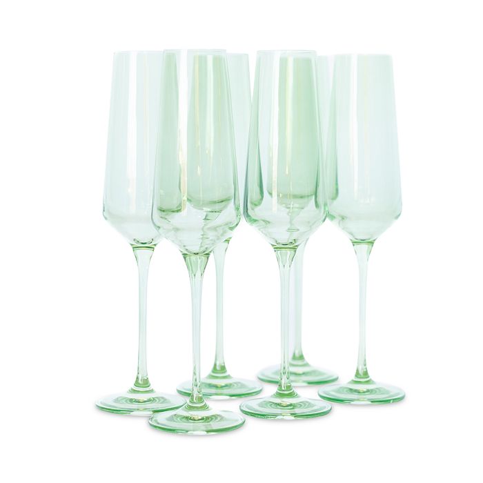 Estelle Colored Glass Champagne Flute 6-Piece Set Mixed