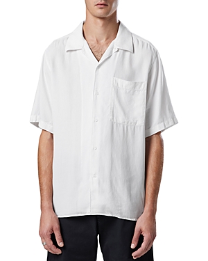 Nn07 Arne Short Sleeve Button-up Linen Shirt In White