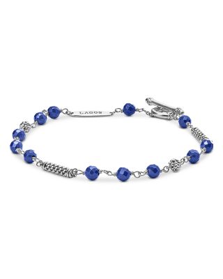 Sterling Silver Caviar Icon Ultramarine Beaded Bracelet