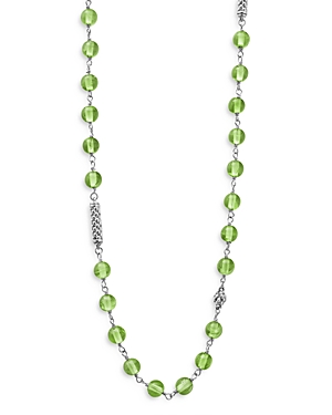 Shop Lagos Sterling Silver Caviar Peridot Bead Station Necklace, 34 In Green/silver