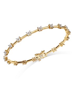 Bloomingdale's - Diamond Flower Cluster Station Bangle Bracelet in 14K Yellow Gold, 1.00 ct. t.w. - 100% Exclusive