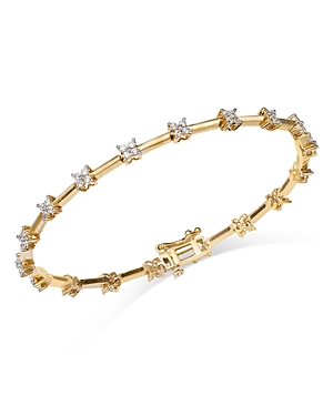Bloomingdale's Diamond Flower Cluster Station Bracelet In 14k Yellow Gold, 1.00 Ct. T.w. - 100% Exclusive In Gold/white