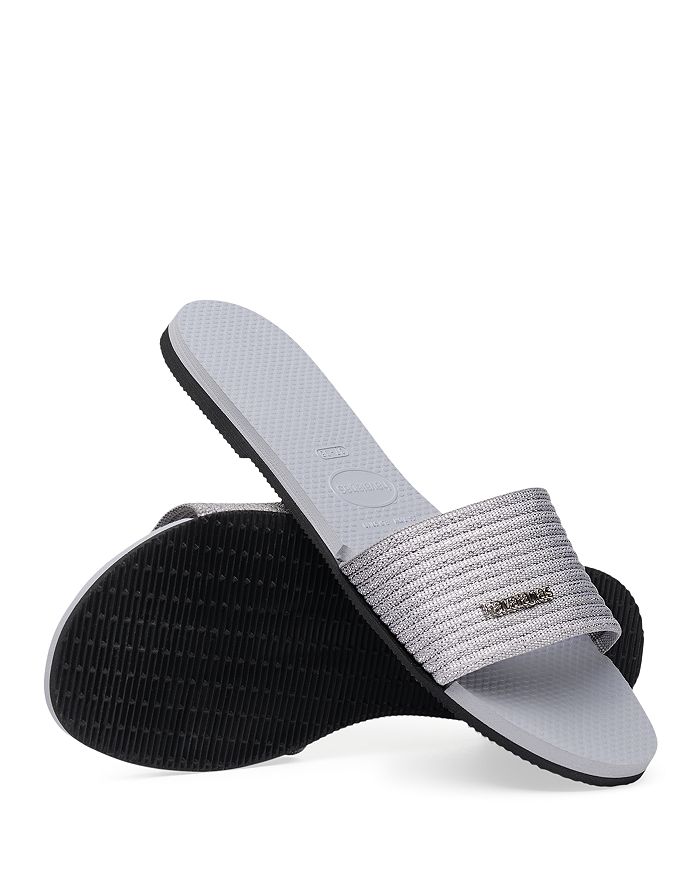 Shop Havaianas Women's You Malta Metallic Slide Sandals In Ice Grey