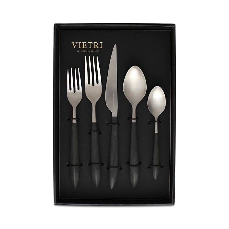 Vietri Ares Argento & Black 20 Piece Flatware Set In Silver