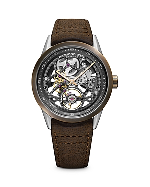 Shop Raymond Weil Freelancer Skeleton Watch, 42mm In Gray/brown