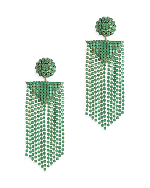 Deepa By Deepa Gurnani Fanning Chandelier Fringe Earrings In Green