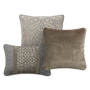 Shop Waterford Carrick Decorative Pillows Set Of 3 In Silver/gold
