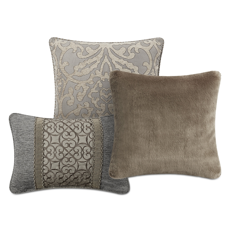 Waterford Carrick Set Of 3 Decorative Pillows In Silver/gold