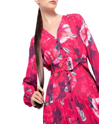 open lace back dress Long Iris Print Dress