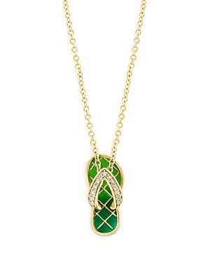 Bloomingdale's Diamond Accented Sandal Pendant Necklace In 14k Yellow Gold - 100% Exclusive In Green/gold
