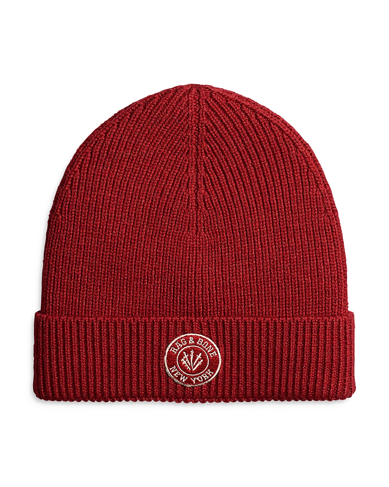 Rag & Bone Charlie Ribbed Wool Beanie In Red