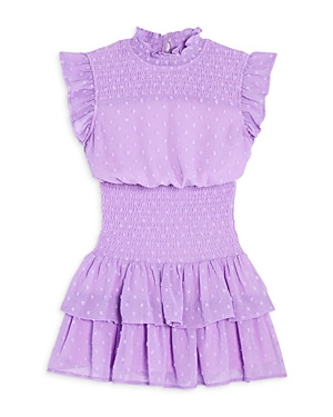 Aqua Girls' Swiss Dot Smocked Dress, Big Kid - 100% Exclusive In Lavender