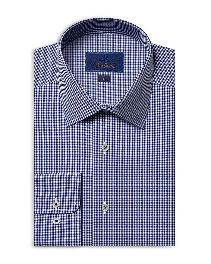 David Donahue Trim Fit Checkered Dress Shirt | Bloomingdale's