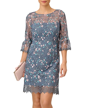 adrianna papell embroidered back cutout dress