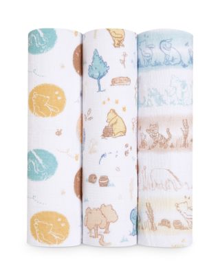 Aden and Anais - Unisex Winnie the Pooh Classic Swaddle Blankets, Pack of 3