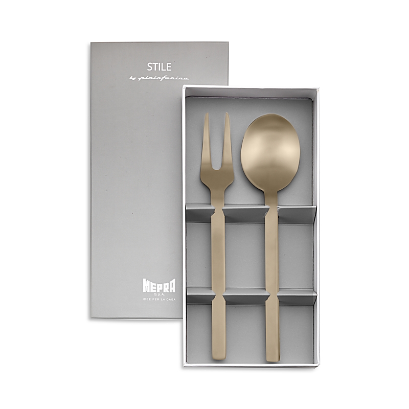Mepra Stile Gift Boxed 2 Piece Serving Set In Gold