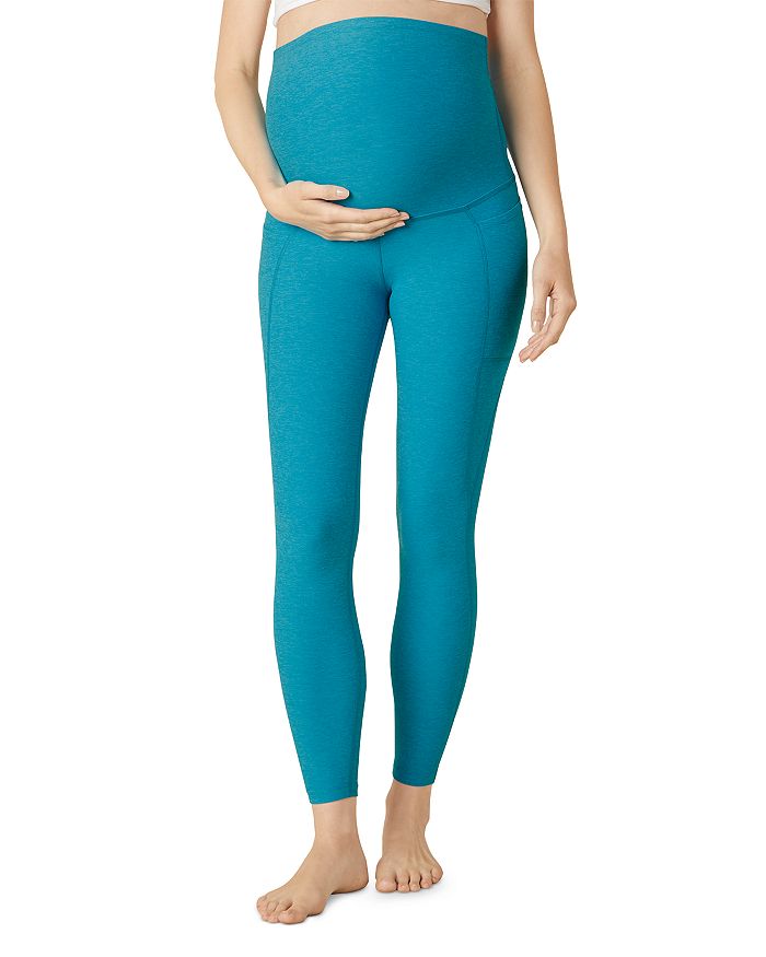 Beyond Yoga Out Of Pocket High Waisted Maternity Leggings In Blue Glow Heather
