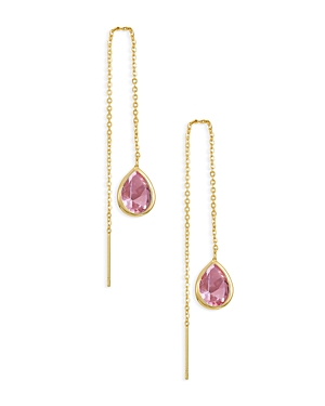 Shop Ettika Barely There Cubic Zirconia Threader Earrings In Pink/gold