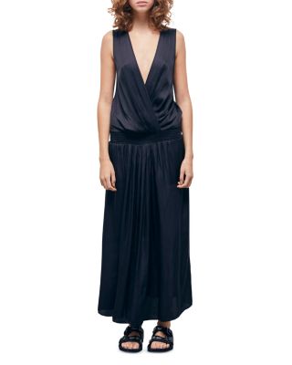 drop waist wrap dress Coco Dropped Waist Maxi Dress / Black | MESHKI main image 1