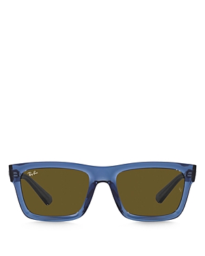 Ray Ban Sunglasses Unisex Warren Bio-based - Transparent Dark Blue Frame Brown Lenses 54-20 In Blue/brown Solid