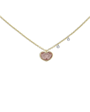 Meira T 14k Yellow Gold Morganite & Diamond Heart Necklace, 18 In Pink/gold
