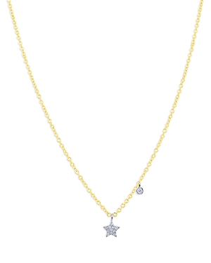Meira T 14k Yellow Gold Dainty Diamond Star & Bezel Necklace, 18 In Gold/white