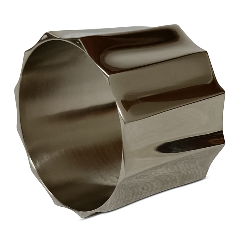 Aman Imports Metal Tube Paneled Napkin Ring - Exclusive In Nickle