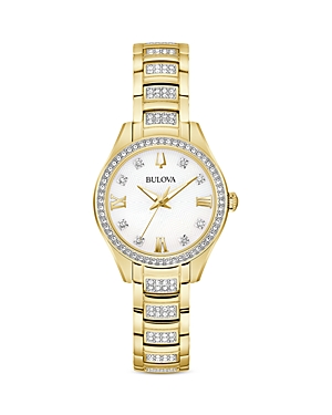 Shop Bulova Crystal Watch, 28.5mm In White/gold