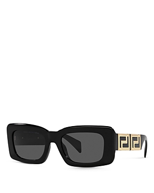 Shop Versace Solid Rectangular Sunglasses, 54mm In Black/gray Solid