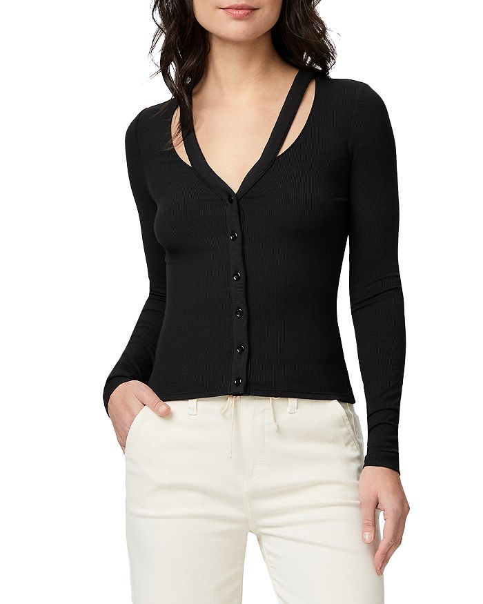 PAIGE Sycamore Cutout V Neck Cardigan | Bloomingdale's