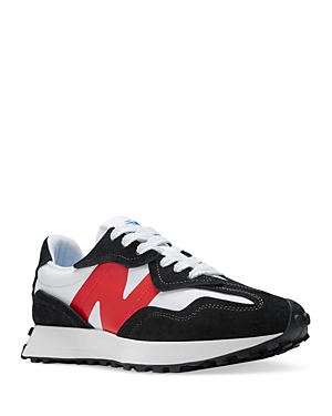 New Balance Men's 327 Lace Up Sneakers In White/red