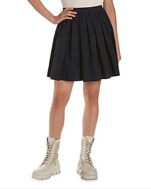 Shop Moncler Pleated Cotton Skirt In Dark Blue