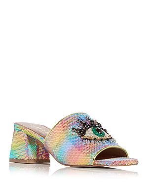 Kurt Geiger Women's Olive Eye Block Heel Slide Sandals In Multi Rainbow